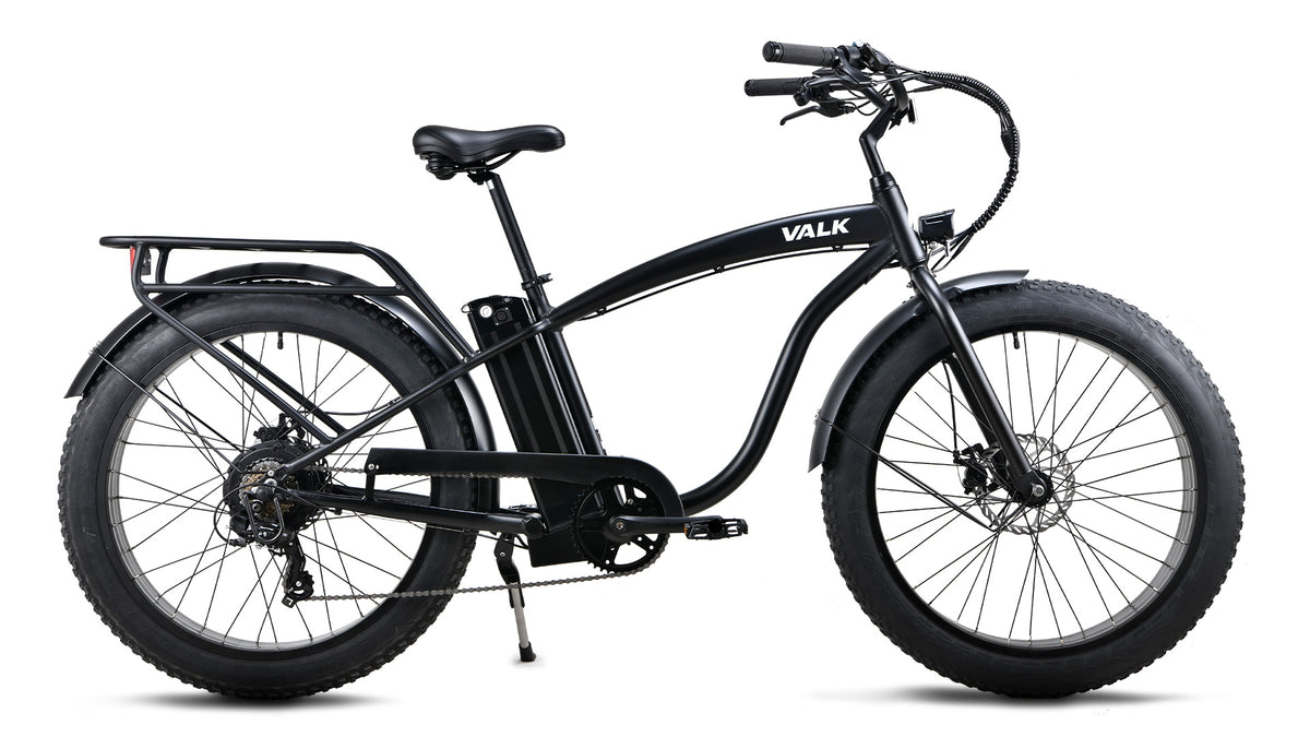 Electric Fat Tyre Cruiser Bike Matte Black – Valk Ebikes