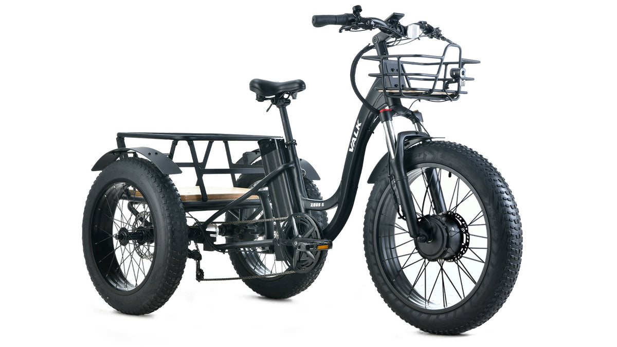Electric Fat Tyre Tricycle Black – Valk Ebikes - Main Image