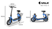 VALK Metro 3 Electric Scooter with Seat - Blue