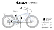 VALK Electric Fat Tyre Cruiser Bike - Blue