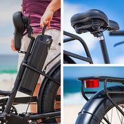 VALK Electric Fat Tyre Cruiser Bike - Matte Black