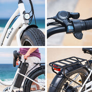 VALK Electric Fat Tyre Cruiser Bike - White