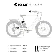 VALK Electric Fat Tyre Cruiser Bike - White