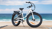 VALK Electric Fat Tyre Cruiser Bike - White
