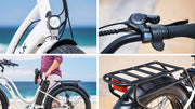 VALK Electric Fat Tyre Cruiser Bike - White