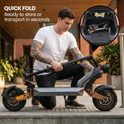 VALK Ego 8 Electric Scooter, Powerful, AU Compliant, 48V 13Ah, 55km Max Range, eScooter for Adults, Foldable, Off Road, Black/Bronze