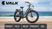 VALK Electric Fat Tyre Cruiser Bike - Matte Black