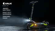 VALK Ego 8 Folding Electric Scooter - Black/Green