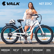 VALK Electric Fat Tyre Cruiser Bike - White