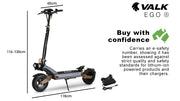 VALK Ego 8 Folding Electric Scooter - Black/Bronze