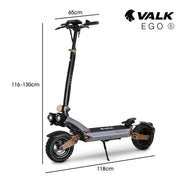 VALK Ego 8 Electric Scooter, Powerful, AU Compliant, 48V 13Ah, 55km Max Range, eScooter for Adults, Foldable, Off Road, Black/Bronze