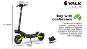 VALK Ego 8 Folding Electric Scooter - Black/Green