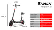 VALK Fusion 7 Electric Scooter with Seat - Black/Red